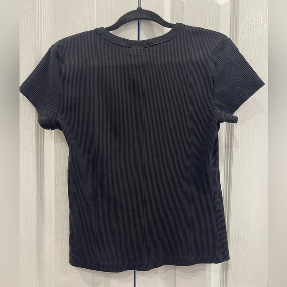 H&M Black Fitted Short Sleeve T-Shirt - Picture 2 of 3